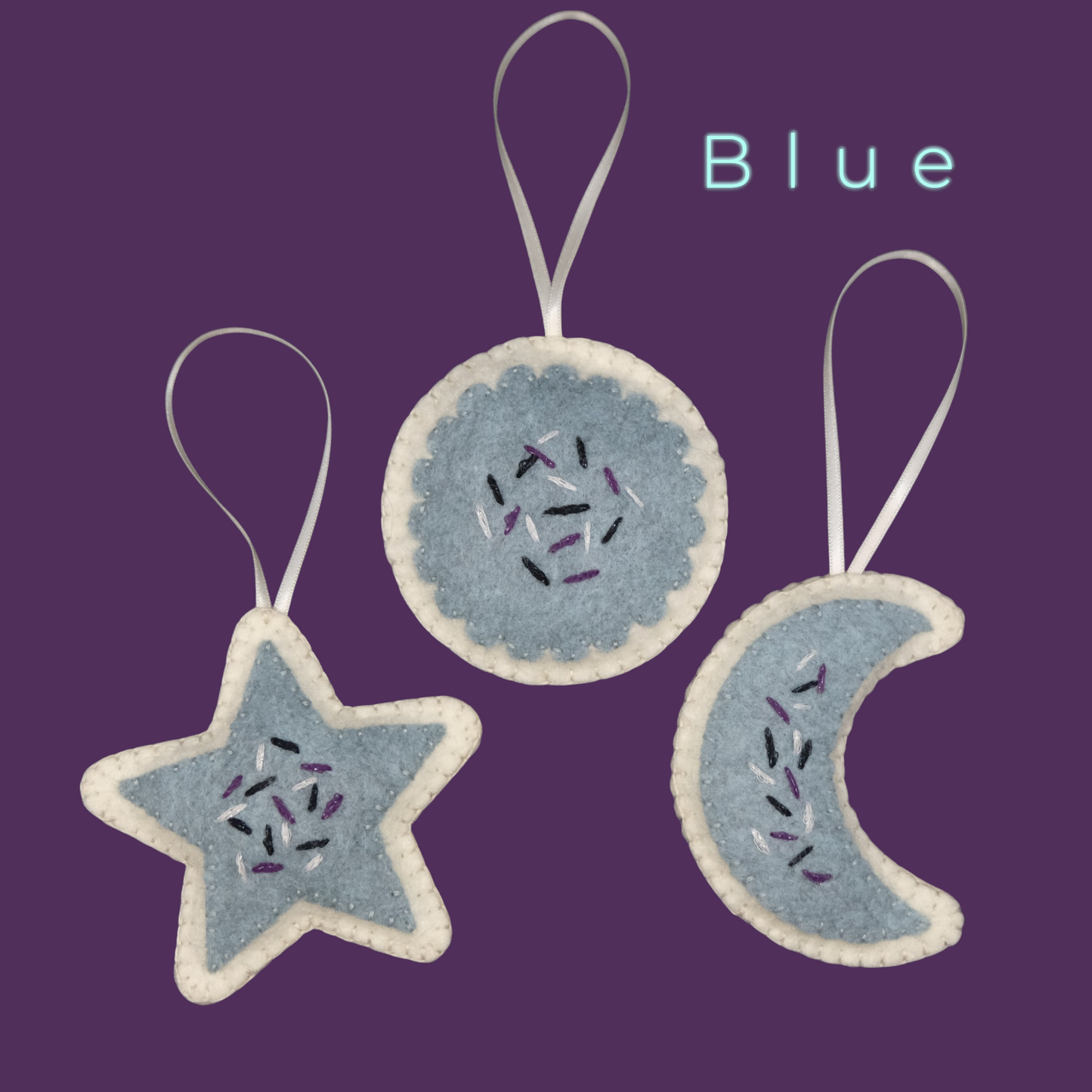 Galaxy Sugar Cookie Ornaments Wool Felt