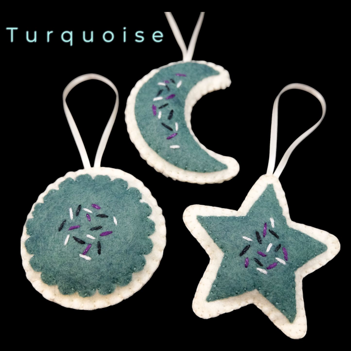 Galaxy Sugar Cookie Ornaments Wool Felt