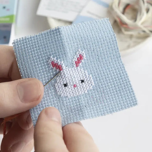 Bunny cross stitch kit miniature in a matchbox diy
