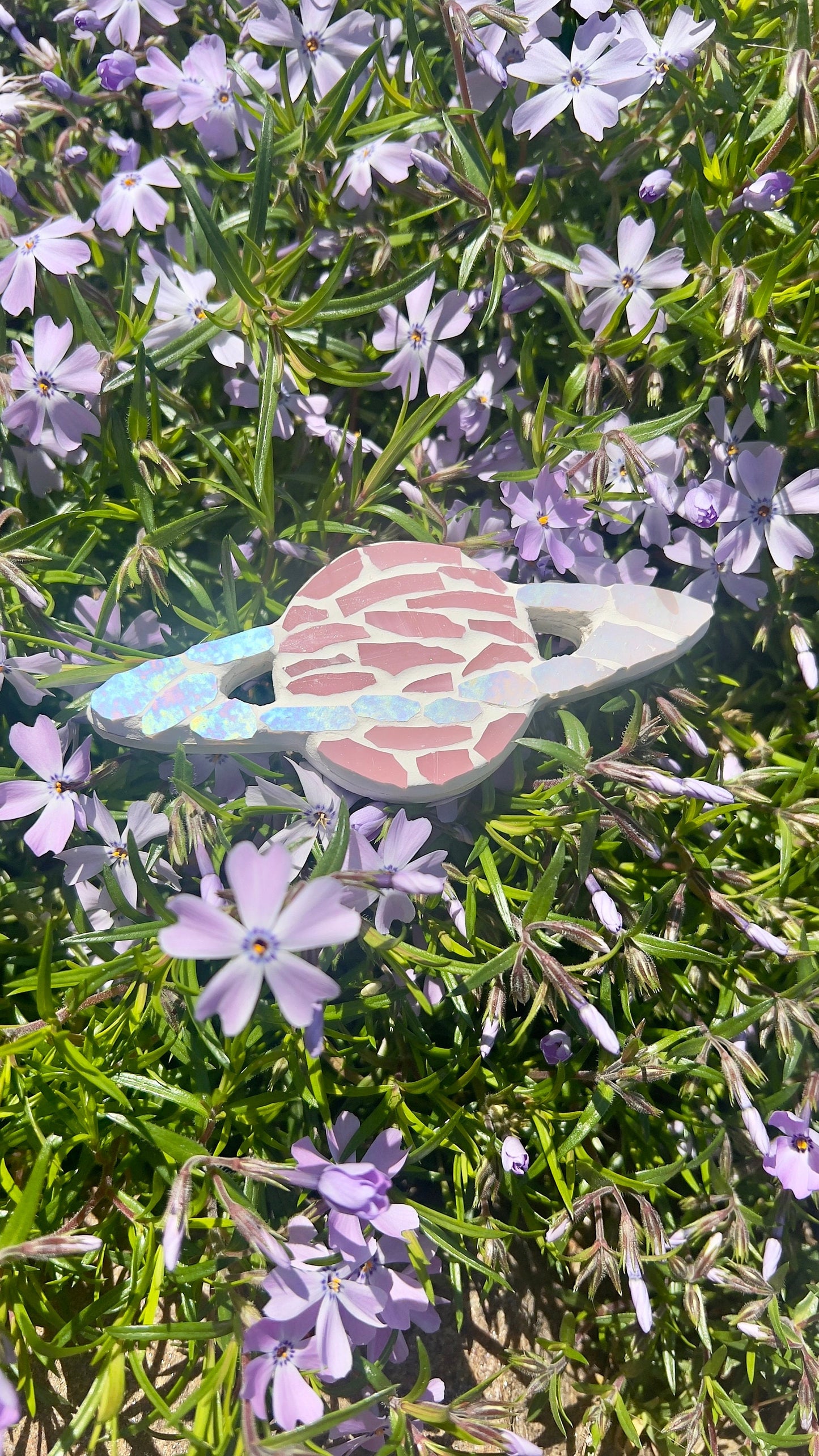 Pink Saturn Stained Glass Magnet Iridescent | Mosaic Art Magnet Solar System Unique Home Decor