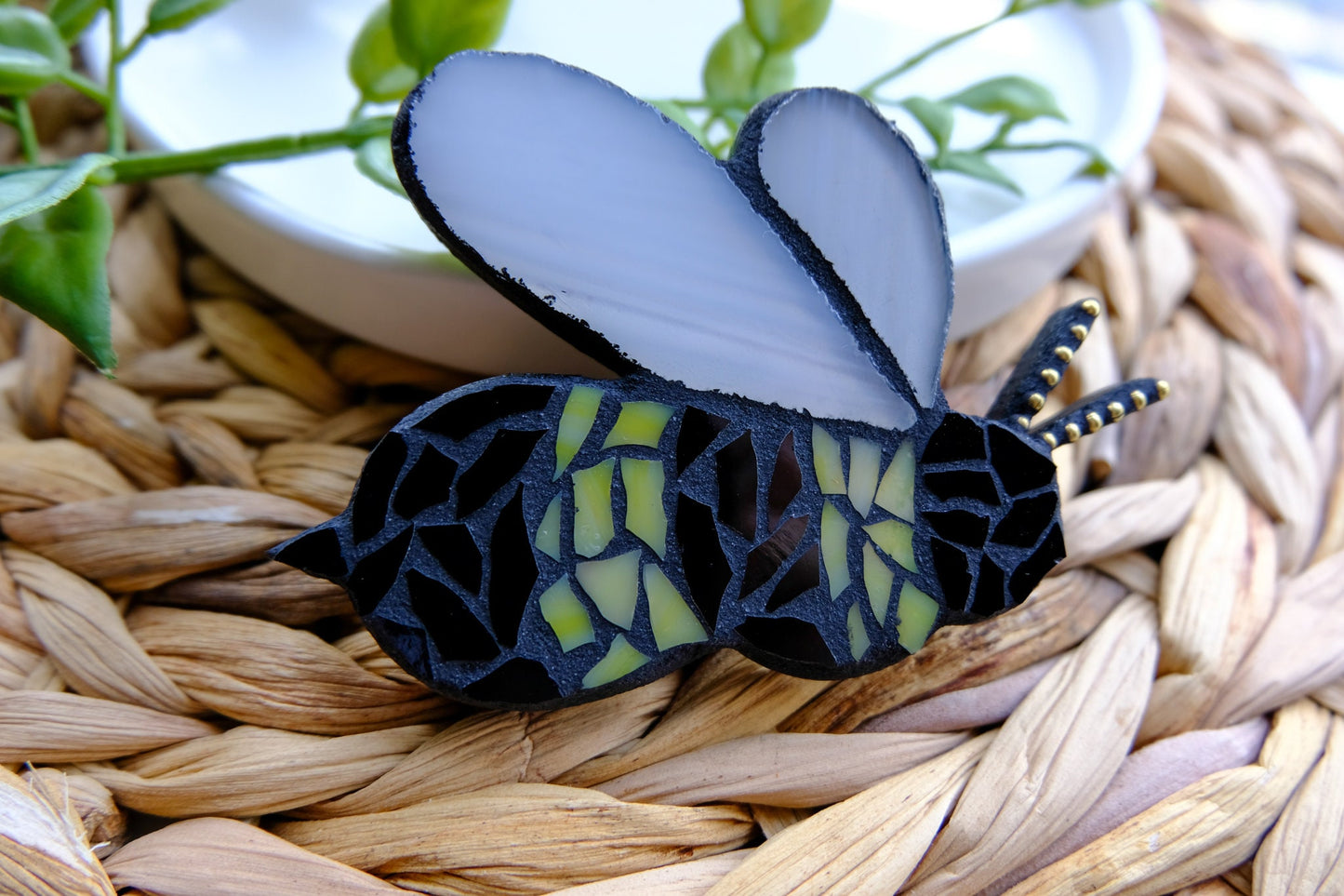 Bee Stained Glass Magnet | Mosaic Art Nature Style Home Decor