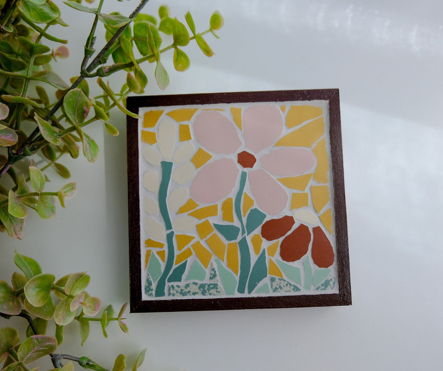 Floral mosaic art piece