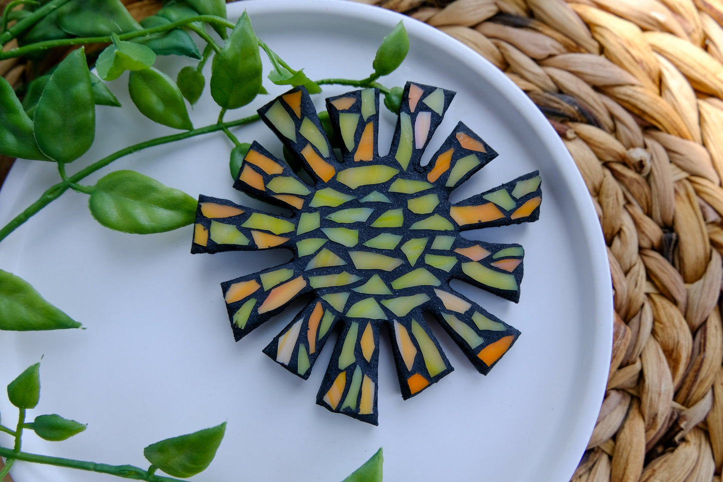 Sun Stained Glass Magnet | Mosaic Art Nature Style Home Decor