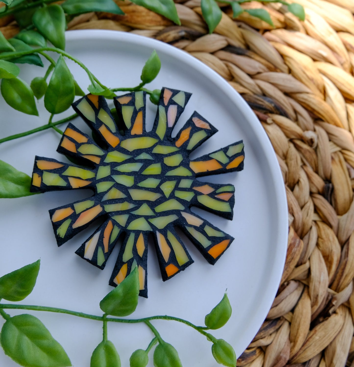 Sun Stained Glass Magnet | Mosaic Art Nature Style Home Decor