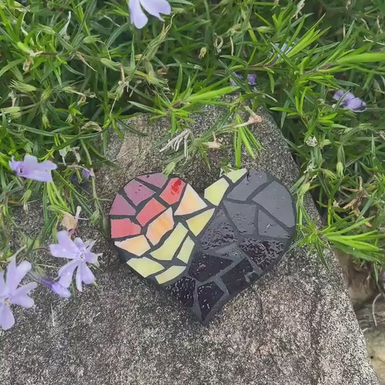 Retro Heart Stained Glass Magnet | Mosaic Art  Cottagecore Style Home Decor