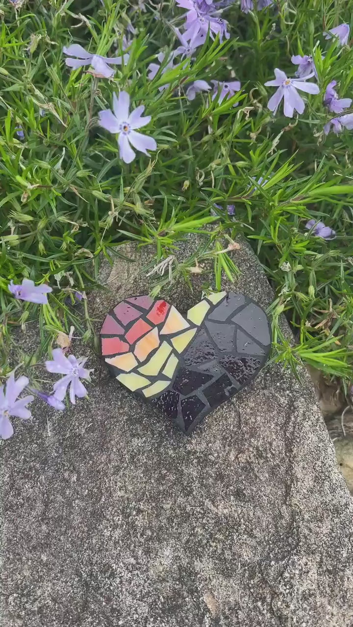 Retro Heart Stained Glass Magnet | Mosaic Art  Cottagecore Style Home Decor